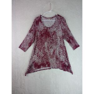 LOGO Lori Goldstein Women's XL Burgundy 3/4 Sleeve Tunic Top